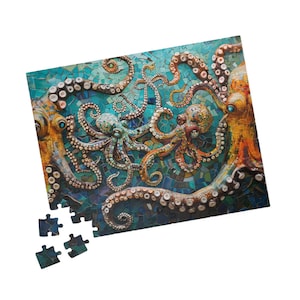 ON SALE, Octopuses Ocean Puzzle (110, 252, 520, 1014-piece), Jigsaw Puzzle, Brain Teaser
