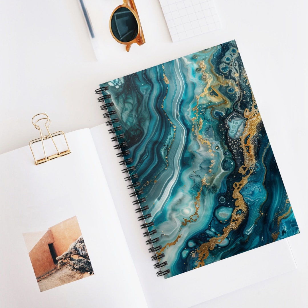 Blue Fake Epoxy Spiral Notebook Ruled Line - Etsy