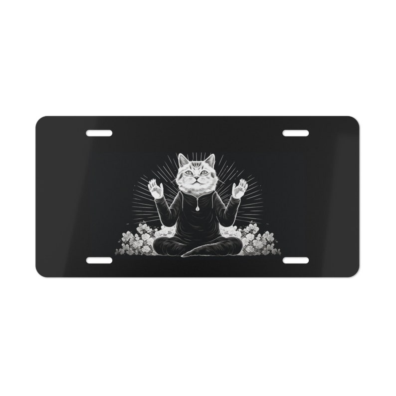 Placa de matrícula personalizada Yoga Cat, placa de matrícula, parte delantera del coche imagen 1