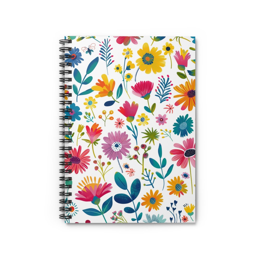 Flowers Spiral Notebook Ruled Line - Etsy