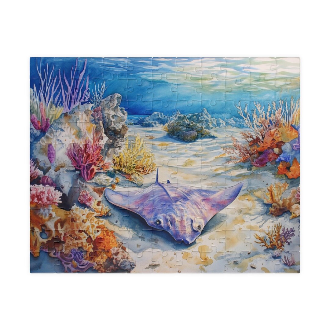 Stingray Jigsaw Puzzle: Colorful Ocean Brain Teaser Ocean Animal Jigsaw ...