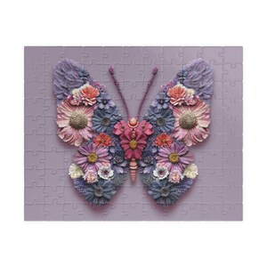 Flower Butterfly Puzzle (110, 252, 520, 1014-piece) Pink and Purple Flowers Puzzle