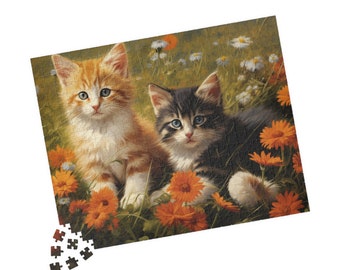 Kitten Puzzle Flower Puzzle (110 252 520-piece) Cat Art Cat Lover Adult Puzzle Jigsaw Puzzle Brain Teaser Game Fun Indoor Hobby