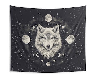 Star Wolf Tapestry: Celestial Wolverine Polyester Wall Art