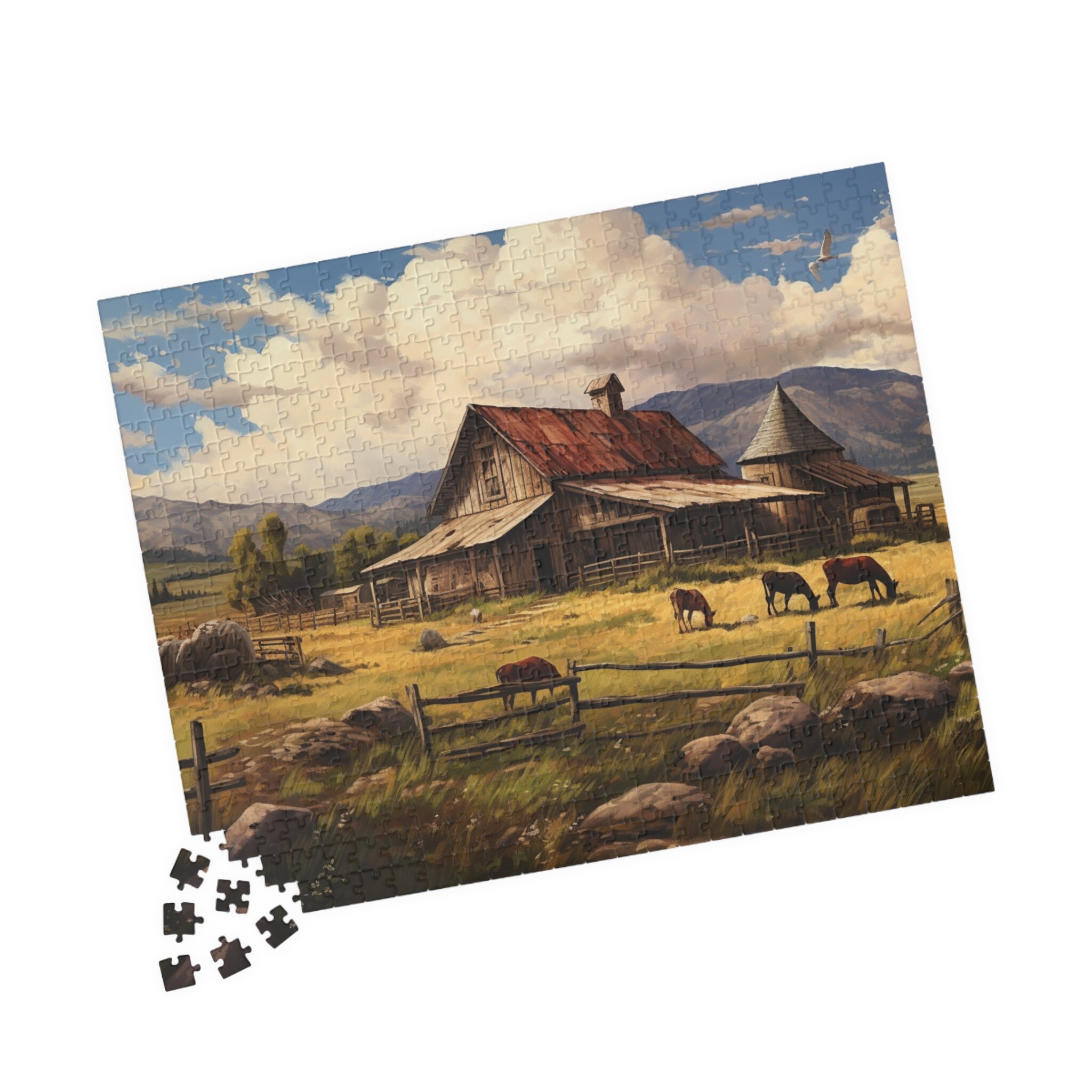 大人用秋パズル 1000ピース 油絵パズル テネシー州の田舎の農場の風景 小麦畑 Amazon | 大人用秋パズル 1000ピース 油絵パズル テネシー州の