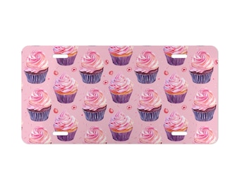 Pink Cupcakes Vanity Plate Dessert Decorative Front Car Vanity Plate Aluminum License Plate Car Exterior Decor Gift Buy Multiple