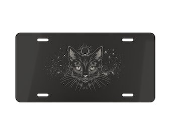 Celestial Black Cat Aluminum Vanity Plate Decorative Front Car Vanity Plate Aluminum License Plate Car Exterior Decor Gift Buy Multiple