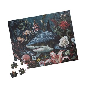 ON SALE, Shark Swimming Flowers Puzzle (110, 252, 520, 1014-piece), Jigsaw Puzzle, Brain Teaser