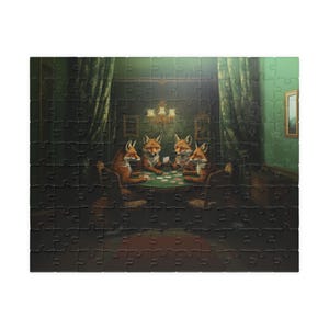 UITVERKOOP, Foxes Playing Poker Kaartenpuzzel (110, 252, 520, 1014-stukken), legpuzzel, hersenkraker