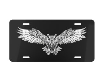 Placa de vanidad de búho, decorativa, blanca y negra, para el frente del coche, de aluminio, para decoración exterior del coche, regalo, compra varias
