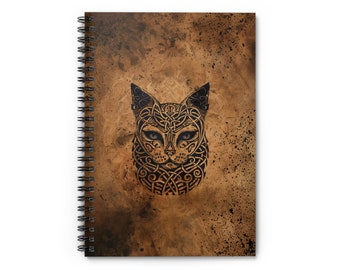 Celtic Cat Spiral Notebook - Ruled Line 6 in. by 8 in.