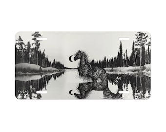 Placa decorativa para matrícula de coche, diseño de caballo en blanco y negro, de aluminio, para decoración exterior, regalo. Comprar varios.