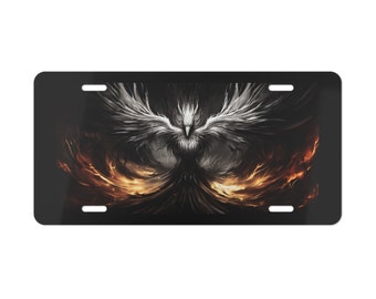 Placa de matrícula de ave fénix en llamas - Placa de aluminio para vanidad, regalo de boda, aniversario, regalo para adultos, cumpleaños de adolescentes, idea de regalo de Navidad, letrero de metal