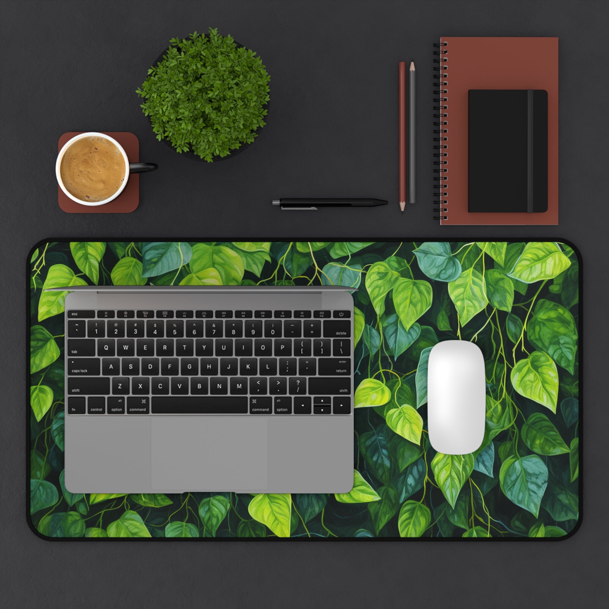 green-leaves-desk-mat-various-sizes-large-desk-mat-small-medium-etsy