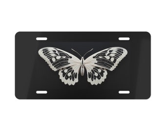 Matrícula de polilla: placa de vanidad con forma de insecto en blanco y negro, ideal como regalo de boda, aniversario, regalo para adultos, cumpleaños de adolescentes, idea de regalo de Navidad.