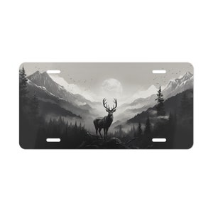 ON SALE, Mountain Landscape License Plate, Deer, Vanity Plate