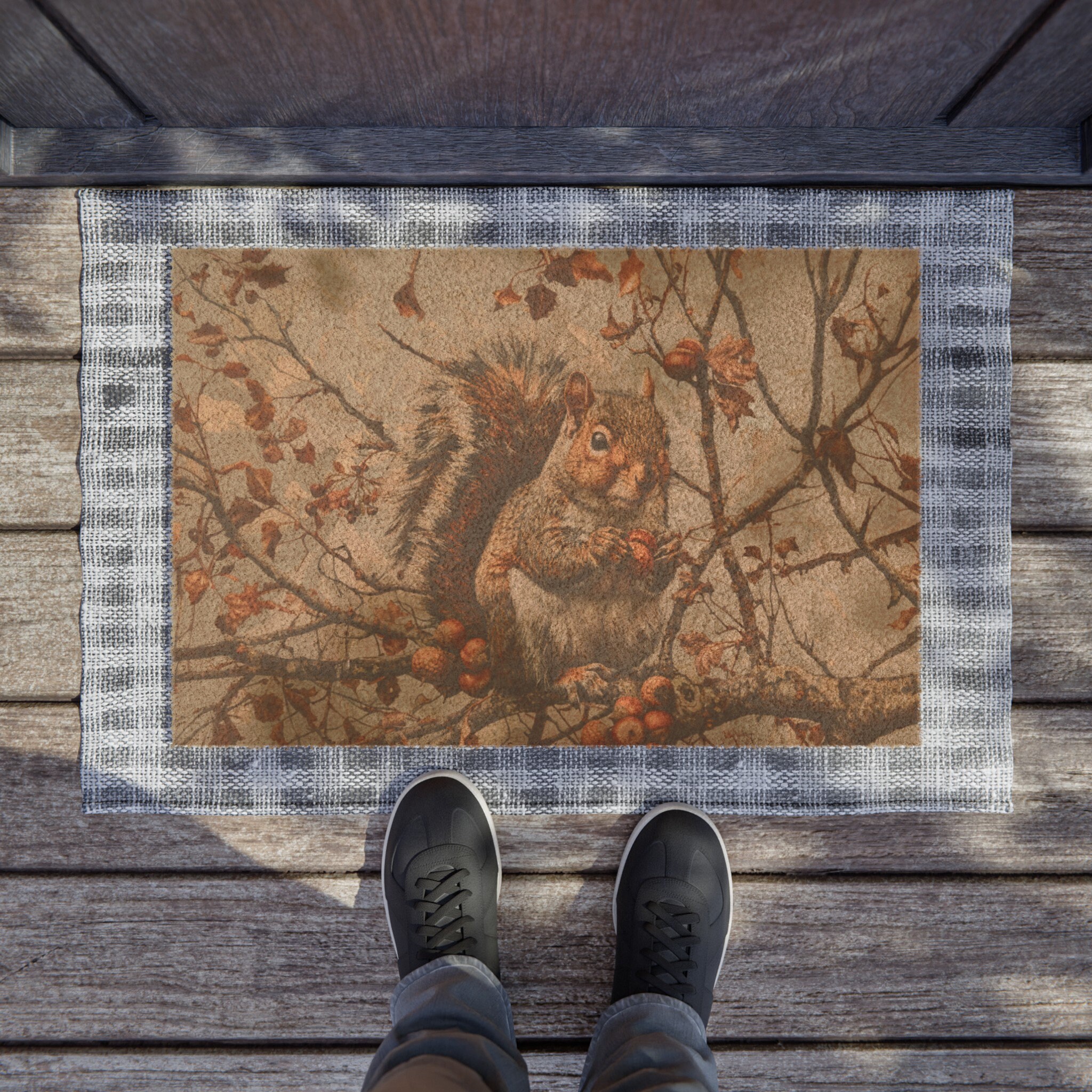 Squirrel with Acorns Coir Doormat - Outdoor Entry Mat