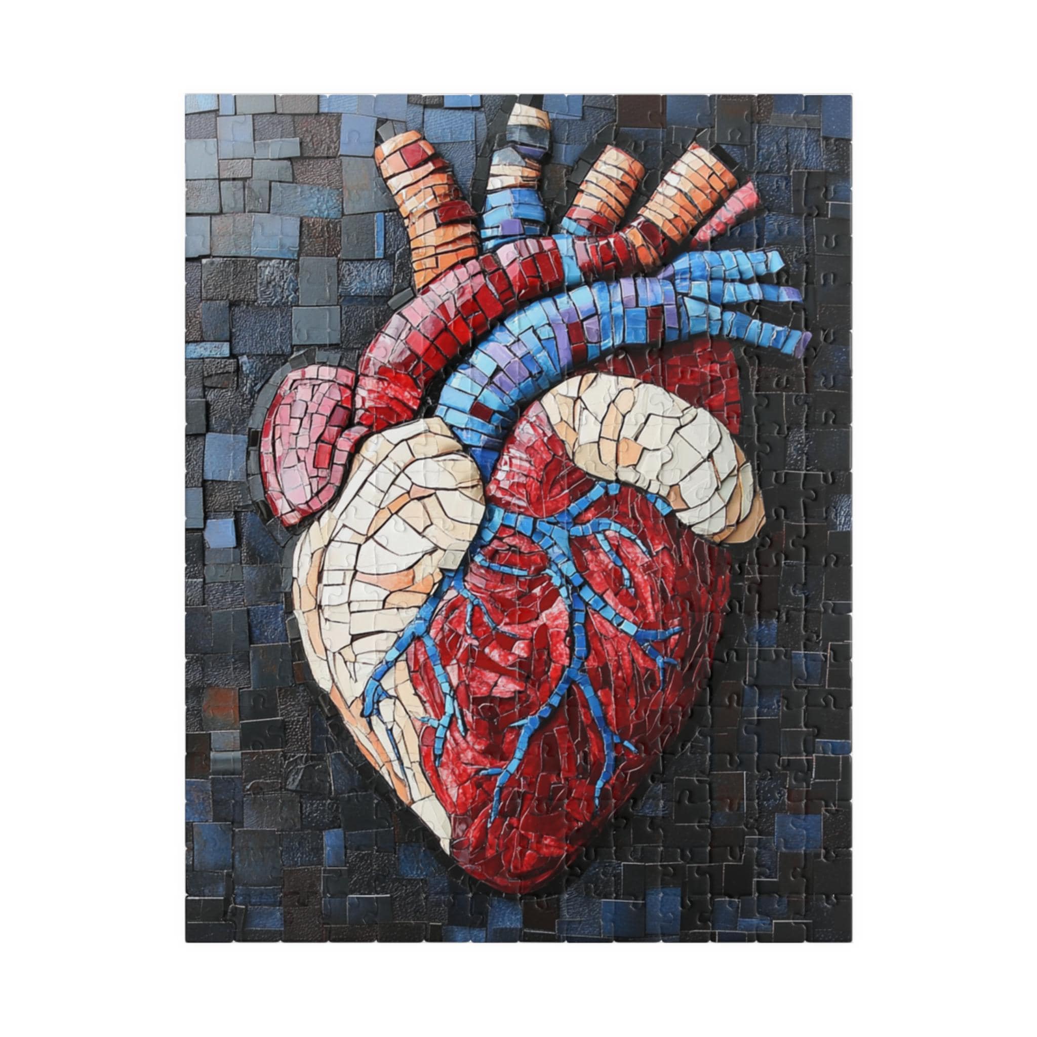 Heart Mosaic Jigsaw Puzzle: Anatomy Art Chipboard Puzzle Anatomy