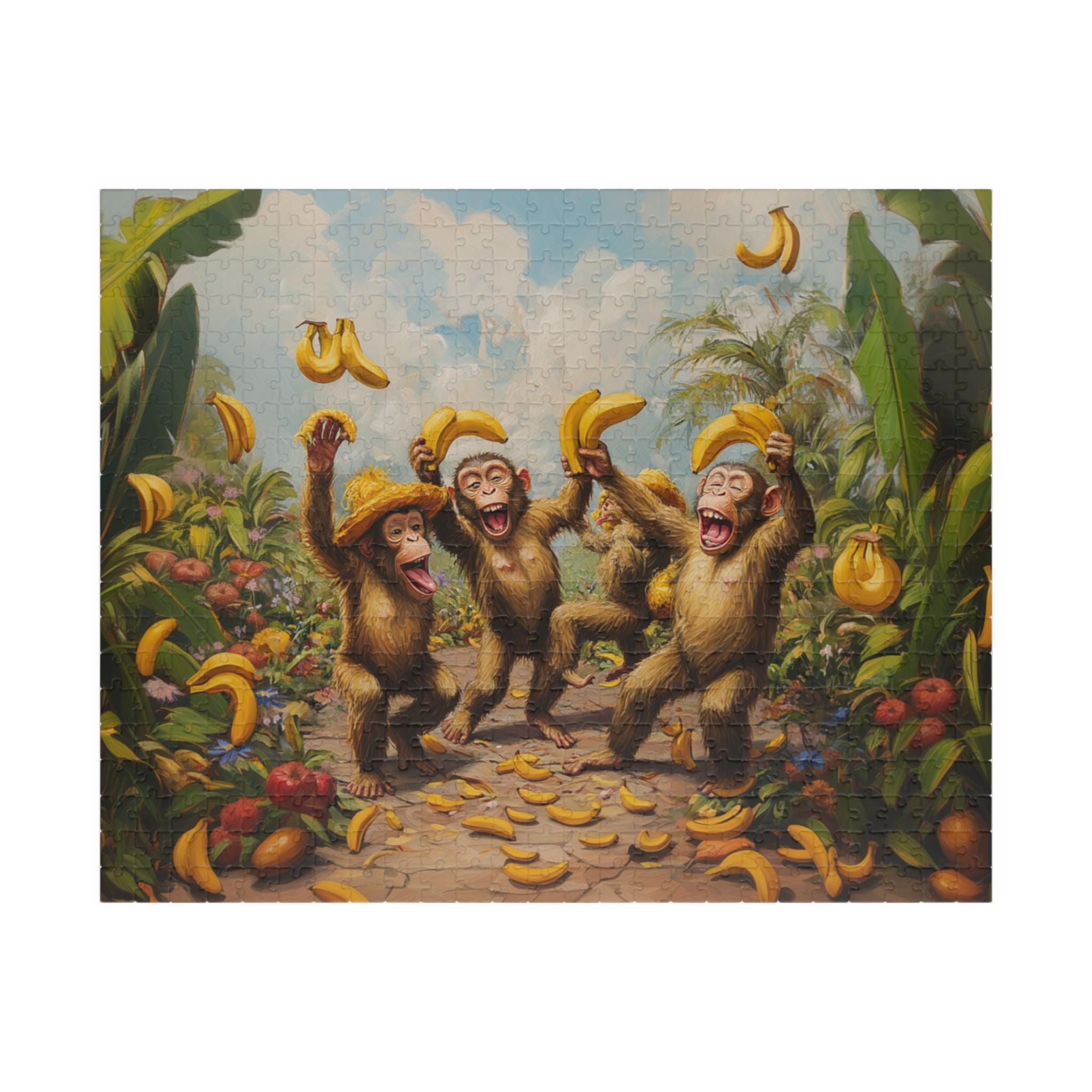 Monkey Puzzle: Playful Monkeys With Bananas Chipboard Jigsaw