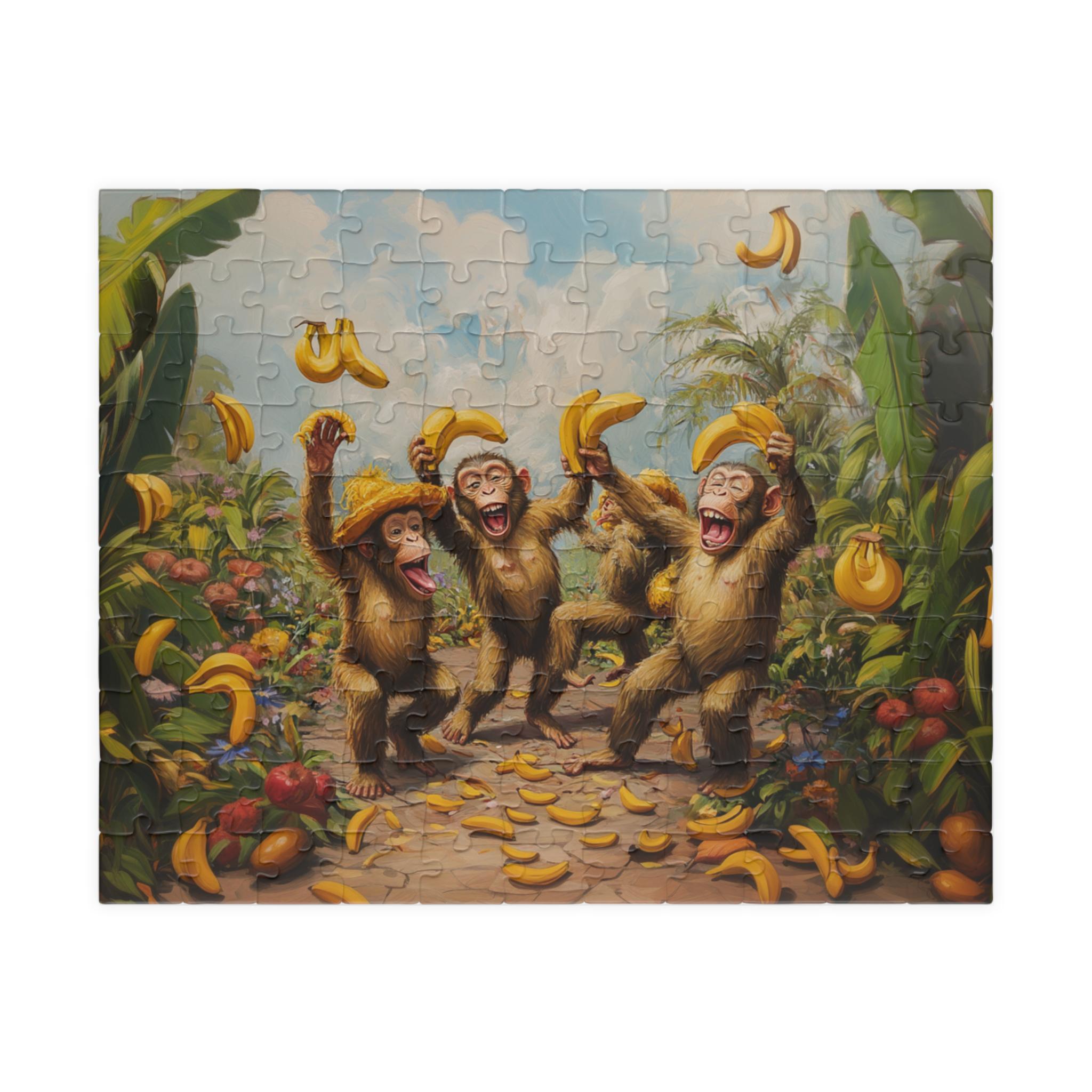 Monkey Puzzle: Playful Monkeys With Bananas Chipboard Jigsaw
