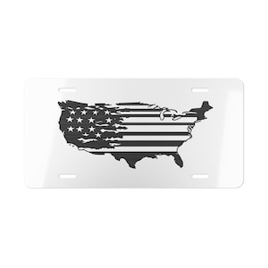 ON SALE, American Flag Vanity Plate United States Map