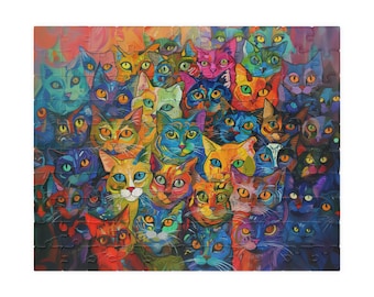 Colorful Cats Jigsaw Puzzle: Fun Brain Teaser Cat Jigsaw Puzzle Cat Owner Gift Cat Lover Gift Cat Puzzle Gift for Puzzle Lovers