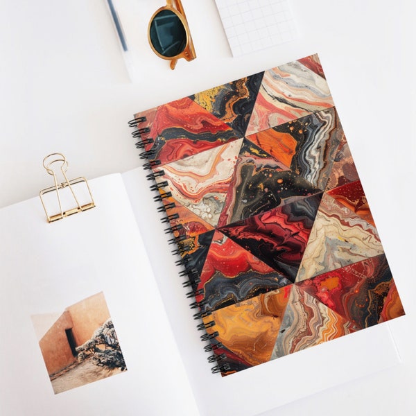 Triangle Marbled Spiral Notebook - Ruled Line