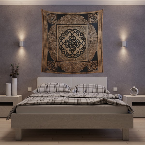 Celtic Knot Printed Brown Wall Tapestry