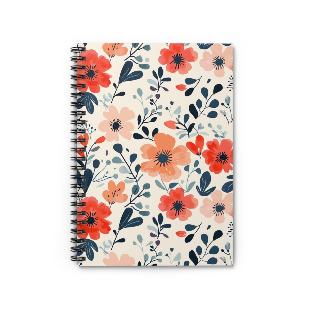 Flowers Spiral Notebook Ruled Line - Etsy