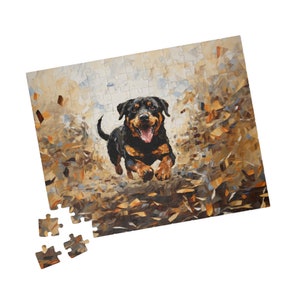 ON SALE, Happy Rottweiler Dog Puzzle (110, 252, 520, 1014-piece), Animal Puzzle, Adult Puzzle, Jigsaw Puzzle, Brain Teaser