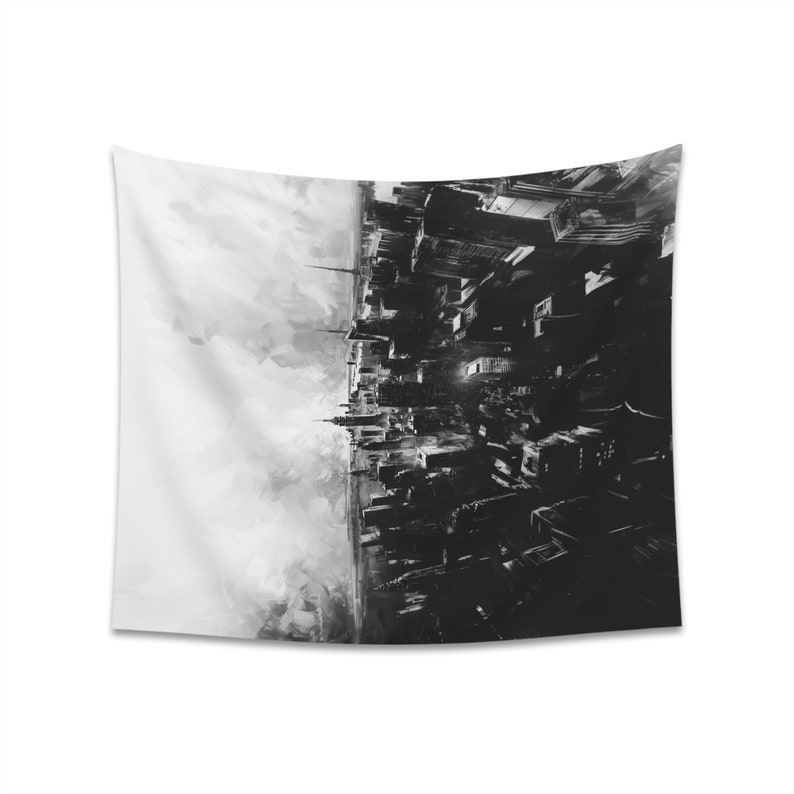 Cityscape Printed Wall Tapestry, Black and White, New York image 6