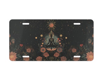 Yoga Chakra and Flowers Vanity Plate