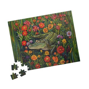 ON SALE, Alligator Flowers Puzzle (110, 252, 520, 1014-piece), Jigsaw Puzzle, Brain Teaser