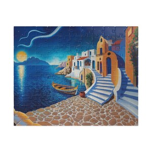 ON SALE, Greece Puzzle (110, 252, 520, 1014-piece) Cityscape Buildings Puzzle