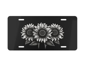 Solrosbilskylt Present till årsdag Svartvit metall Blomdekor Romantisk stil Köp flera alternativ Presentidé Present