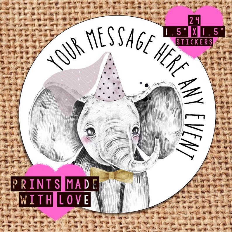 Elephant Party Bag Stickers Christening Baby Shower Etsy UK