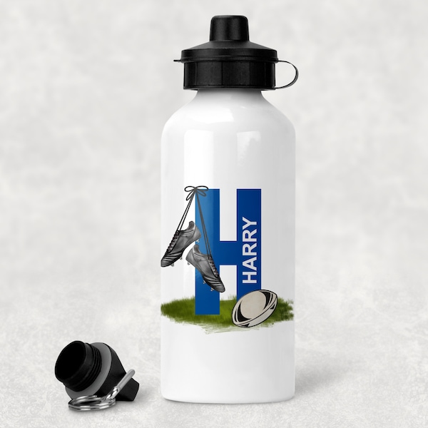 Personalised rugby player gift . Rugby sports bottle , water bottle , drinks bottle , son , grandson , daughter , granddaughter , nephew