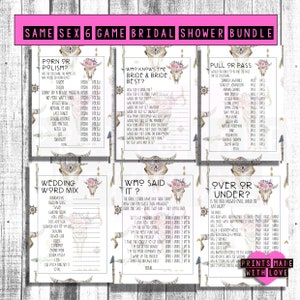 Tribal lesbian bachelorette party game bundle - 6 games - same sex bachelorette party - the brides - Mrs and Mrs - hen do - night - download