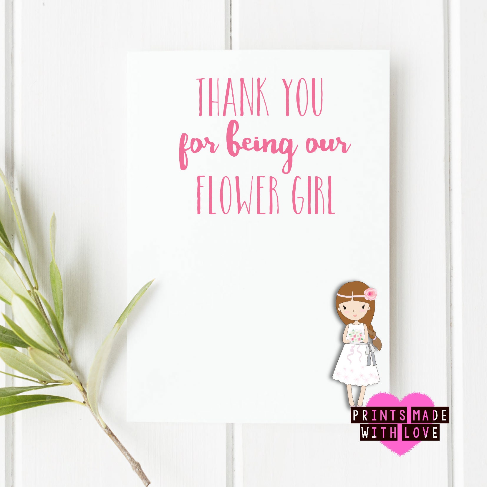 Bridesmaid thank you card flower girl thank you card Etsy