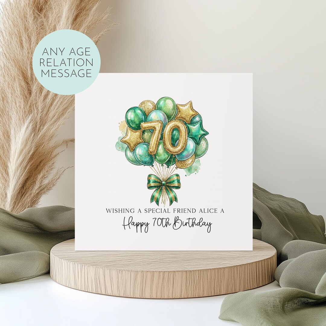 Personalised 70th Birthday Card , Friend , Sister , Mum , Nan , Seventy ...
