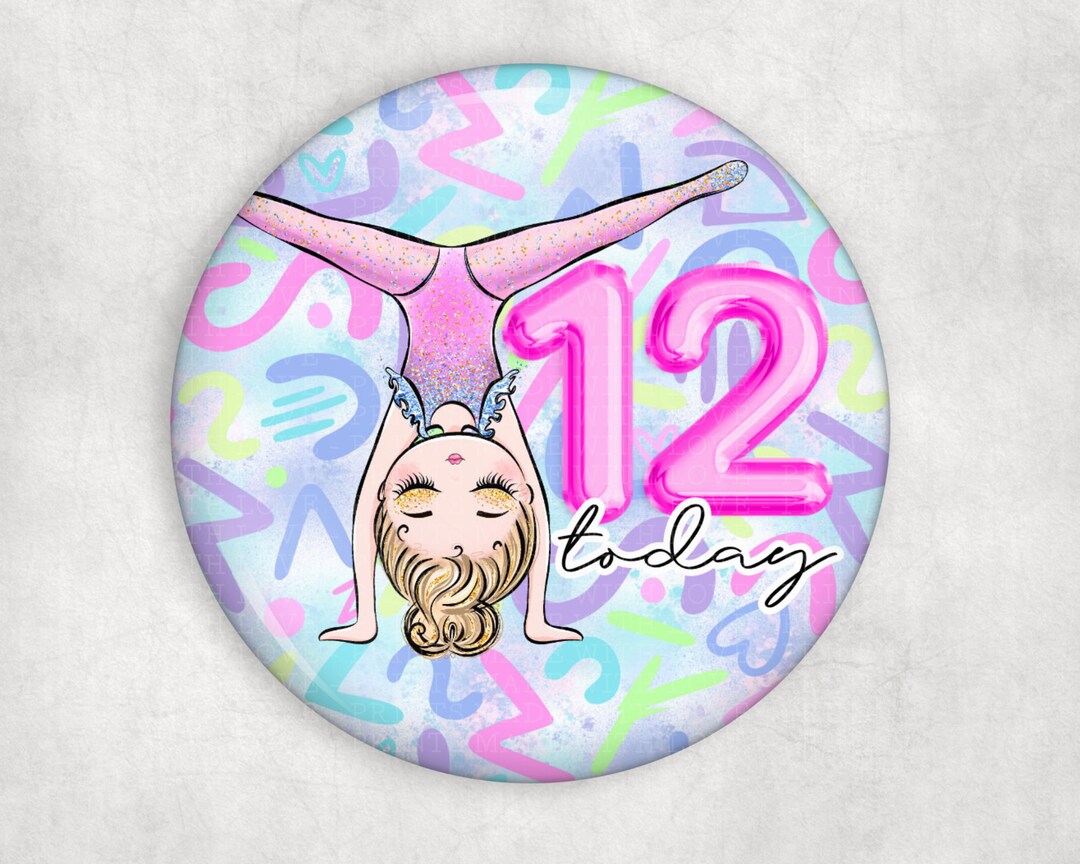 Personalised Gymnastics Birthday Badge | Gymnastics Gift, Acrobat Pin ...