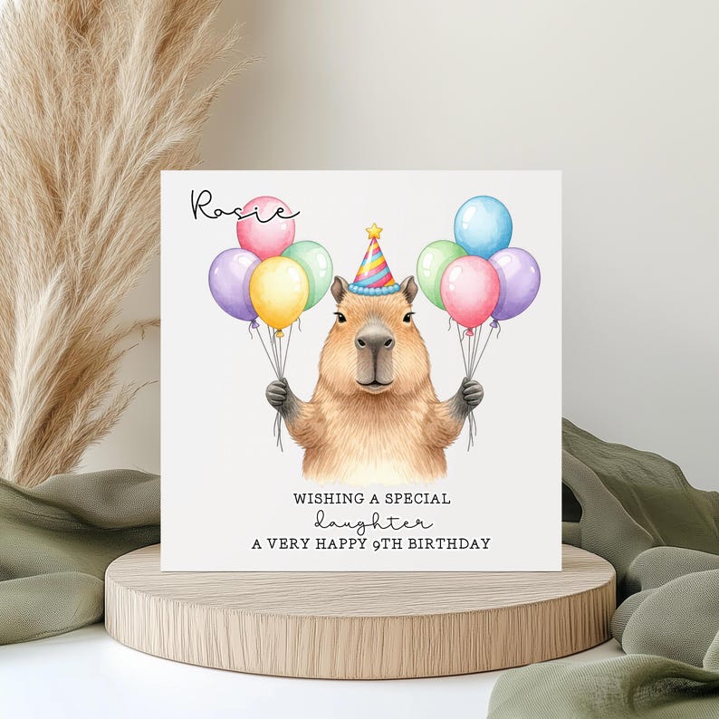 Capybara birthday card greetings daughter granddaughter niece sister son grandson nephew niece 2600 image 1