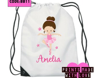 Personalised ballet bag , gym bag , ballerina , swim bag , school bag, 10 to choose from personalized