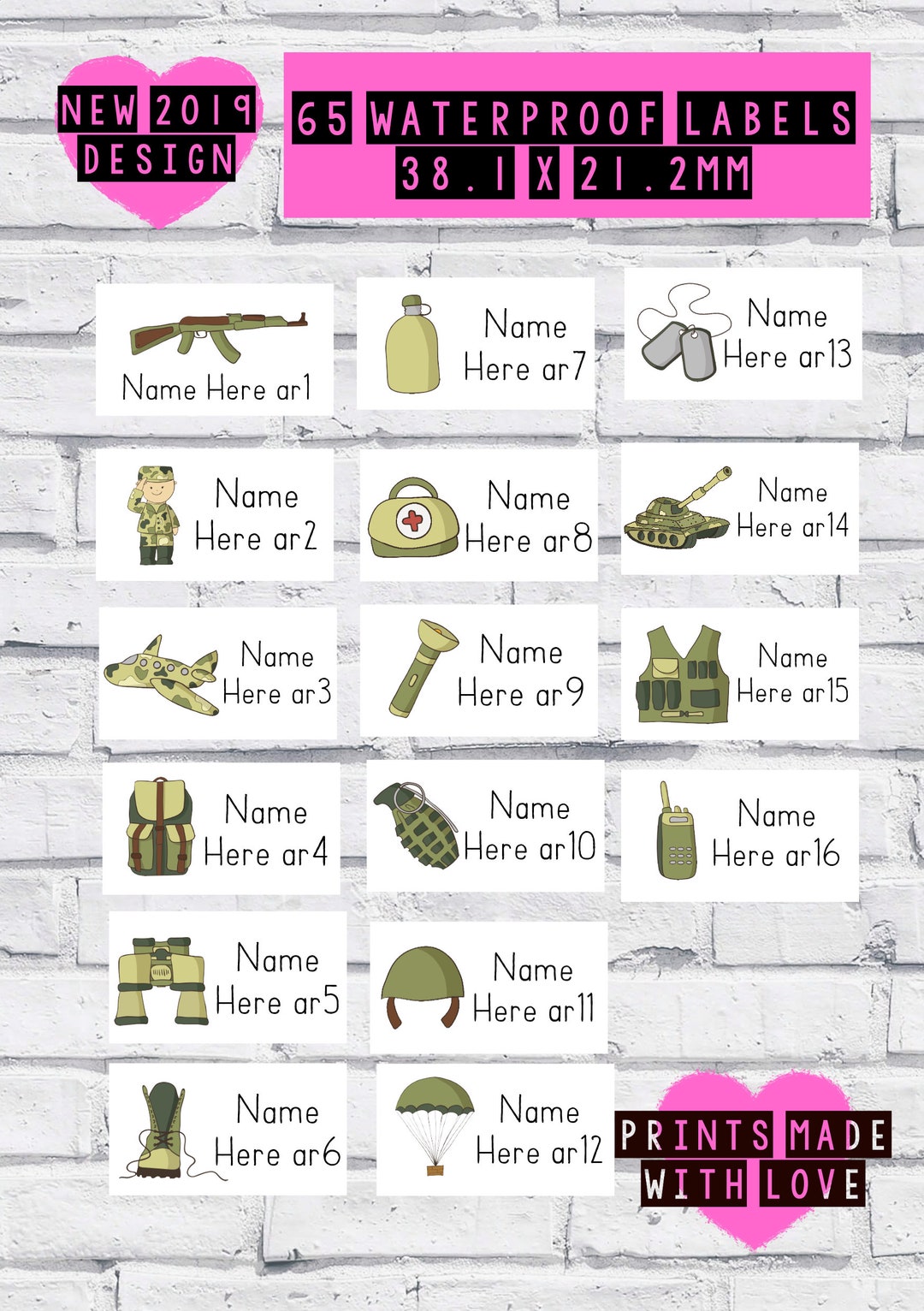 Army Name Labels / Waterproof Labels / School Labels / Personalised ...