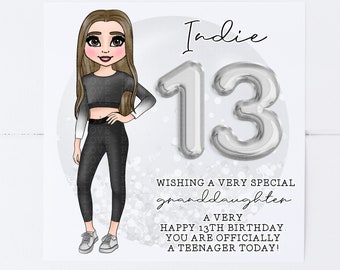 Personalised Daughter 13th Birthday Card Official Teenager Granddaughter Niece Sister Cousin Friend Goddaughter Casual Girl 2113