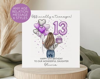 Daughter 13th Birthday Card Official Teenager Teen Custom Age Message 3111
