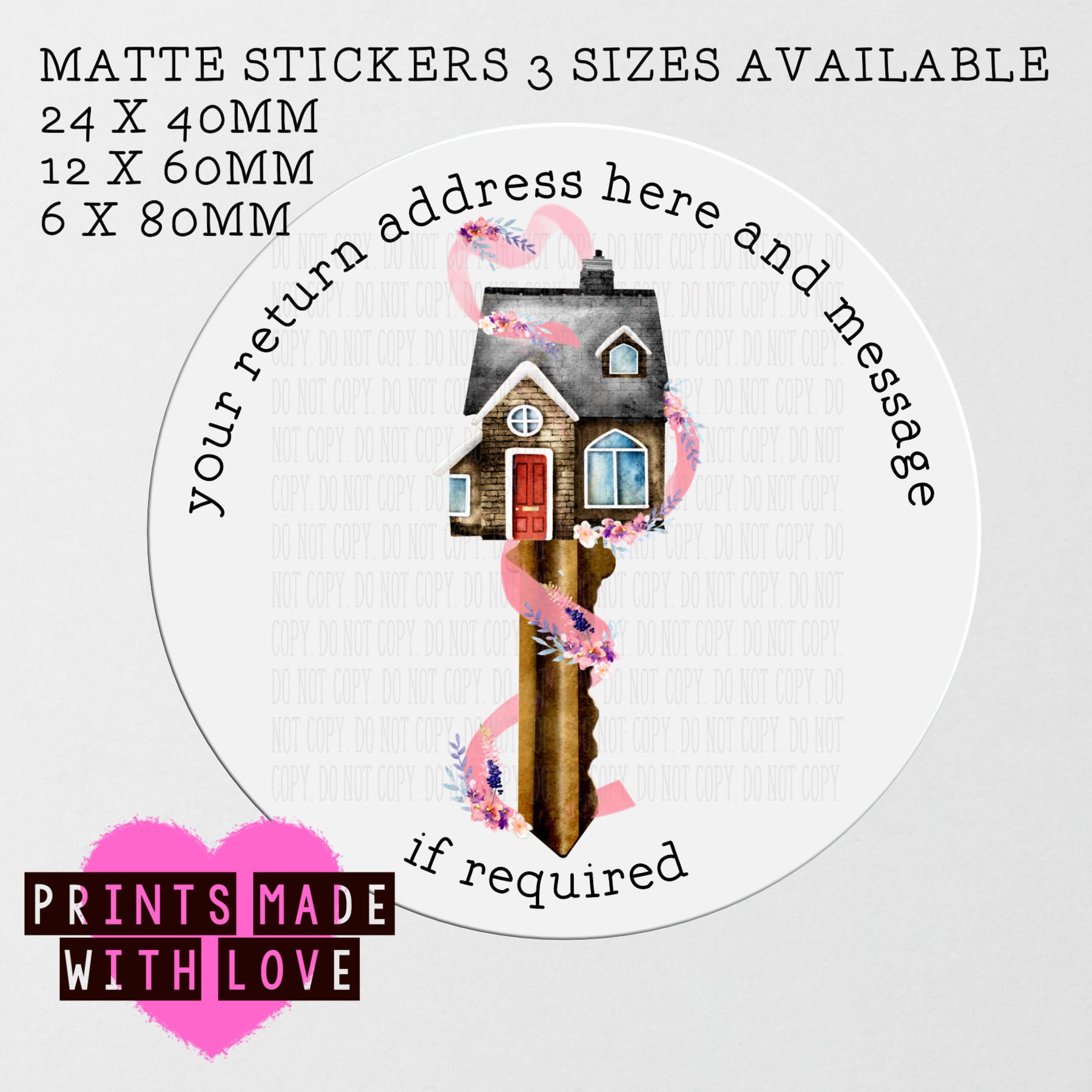 Return address labels , Cute key house labels , Home made stickers , Moving stickers , Address stickers , personalised labels