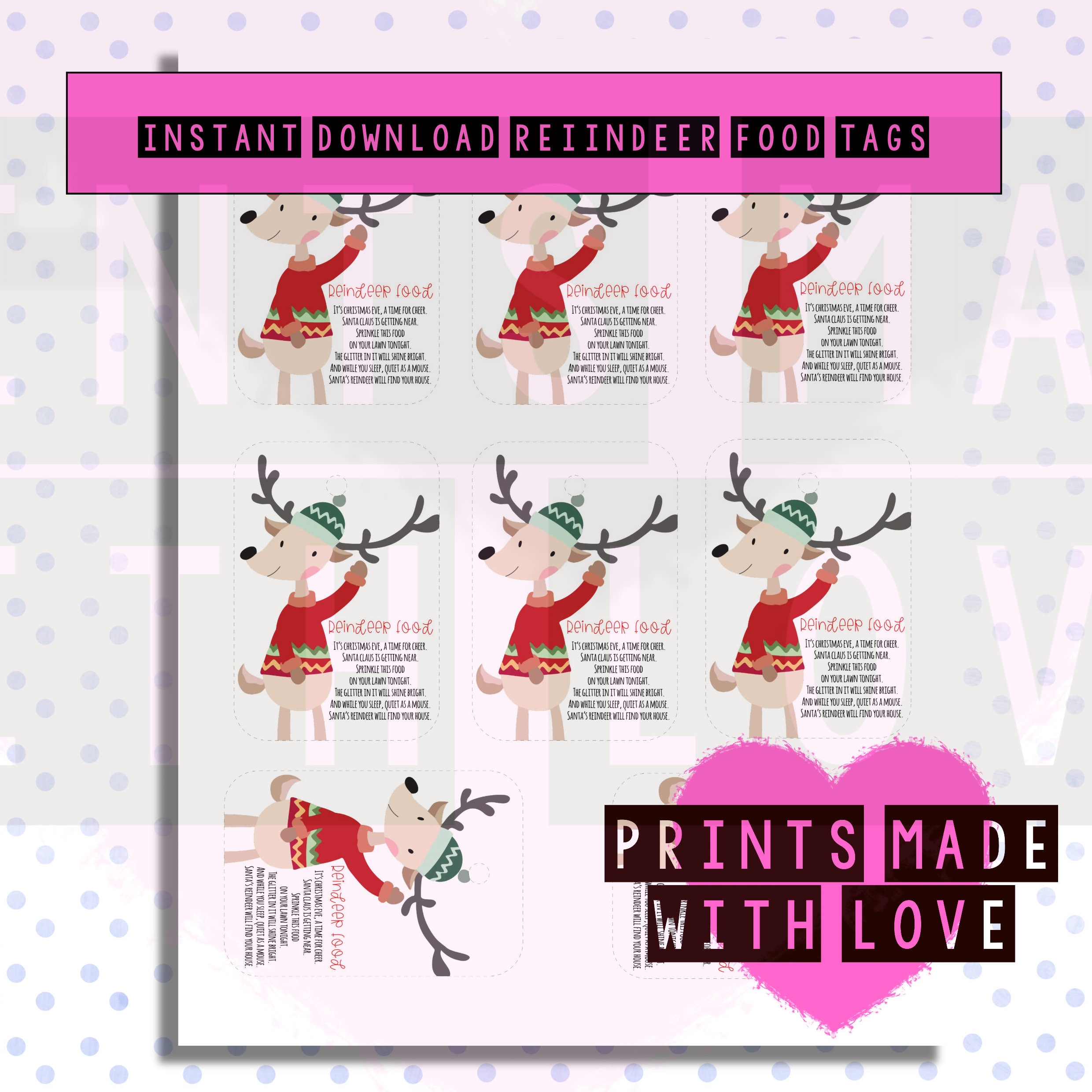 Free reindeer food labels to print