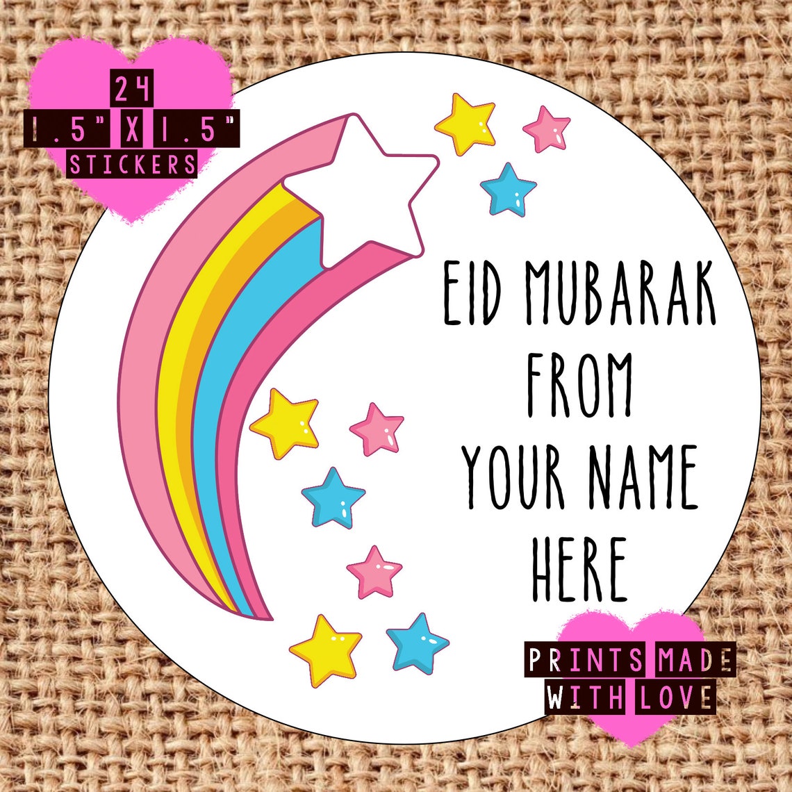 Eid Mubarak personalised stickers happy Eid labels gift | Etsy