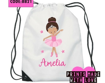 Personalised ballet bag , gym bag , ballerina , swim bag , school bag, 10 to choose from personalized